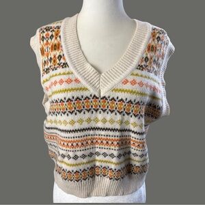 Love Tree Multicolor Patterned V-Neck Sweater Vest